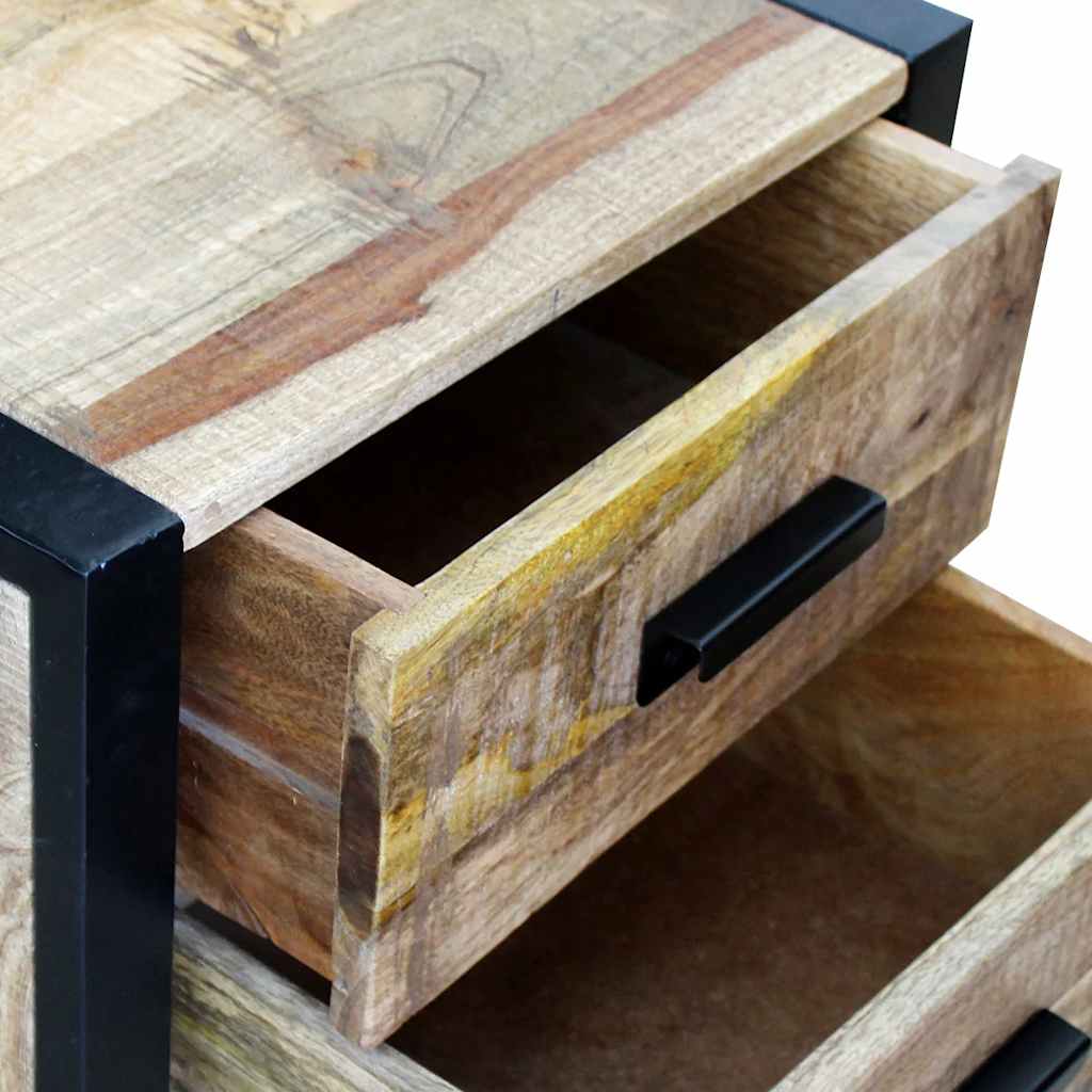 243298 vidaXL Side Table with 2 Drawers Solid Mango Wood 43x33x51 cm