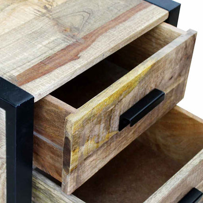 243298 vidaXL Side Table with 2 Drawers Solid Mango Wood 43x33x51 cm