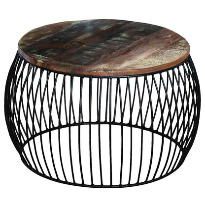 243300 vidaXL Coffee Table Round Solid Reclaimed Wood 68x37 cm