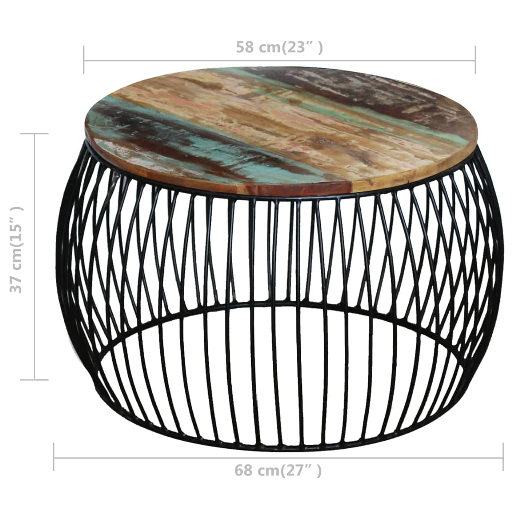 vidaXL Coffee Table | Multicolour | Reclaimed wood and iron | Medium | Durable