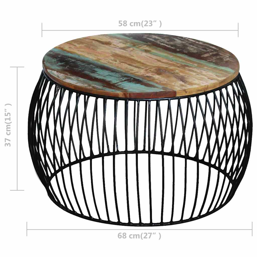 243300 vidaXL Coffee Table Round Solid Reclaimed Wood 68x37 cm
