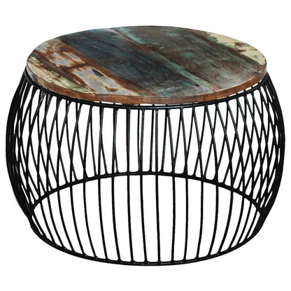 243300 vidaXL Coffee Table Round Solid Reclaimed Wood 68x37 cm