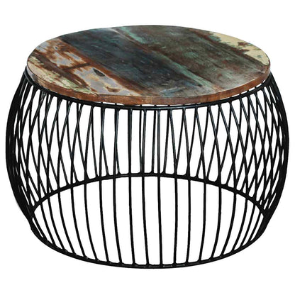 243300 vidaXL Coffee Table Round Solid Reclaimed Wood 68x37 cm