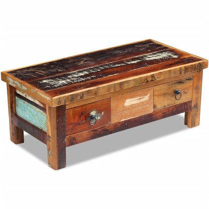 vidaXL Coffee Table Drawers Solid Reclaimed Wood 90x45x35 cm