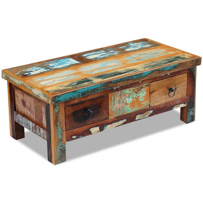 243321 vidaXL Coffee Table Drawers Solid Reclaimed Wood 90x45x35 cm
