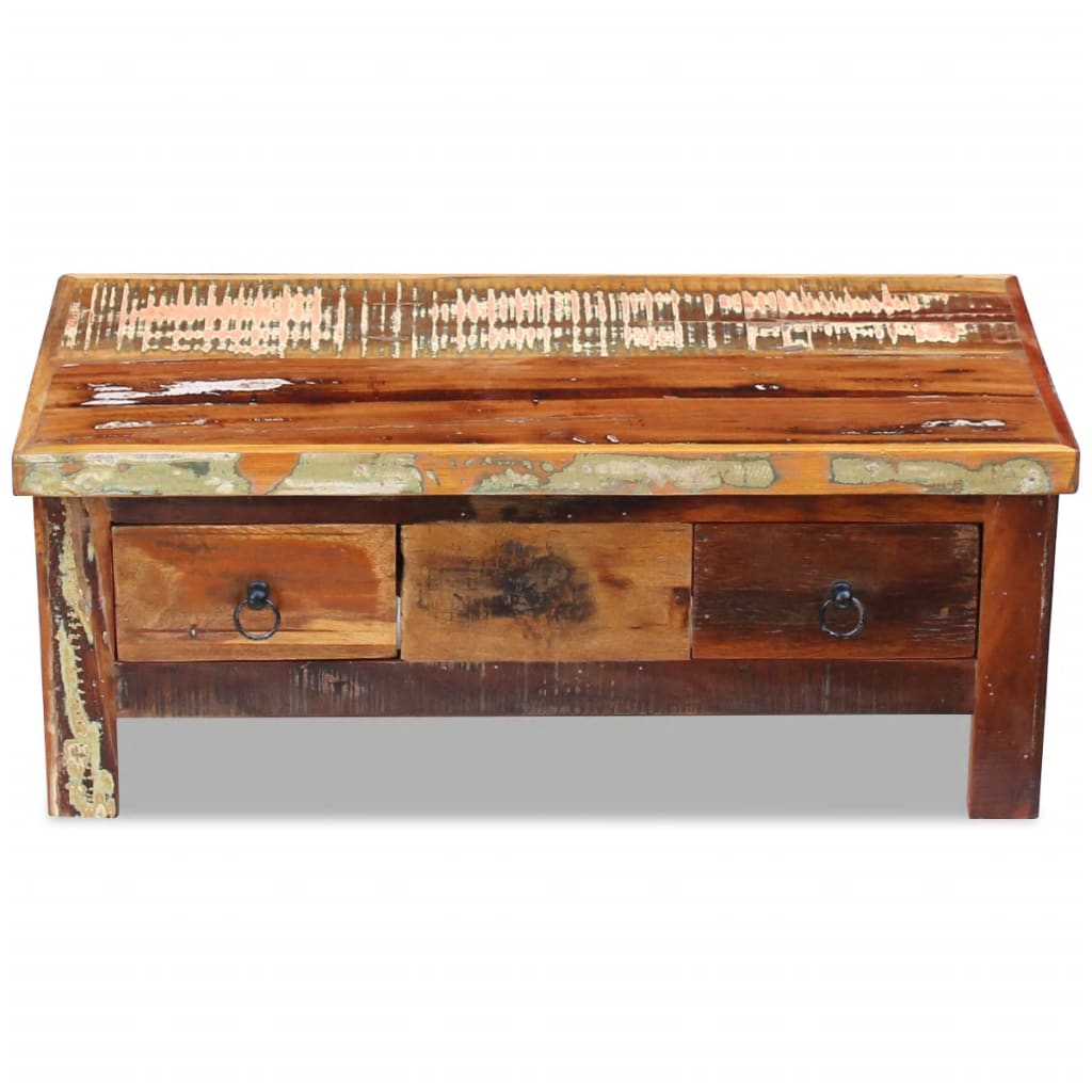 vidaXL Coffee Table Drawers Solid Reclaimed Wood 90x45x35 cm