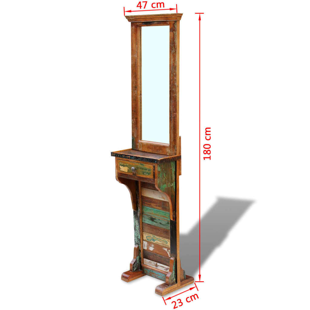 vidaXL Hall Mirror Solid Reclaimed Wood 47x23x180 cm