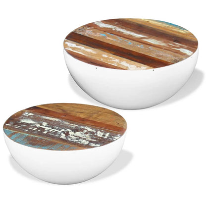 243351 vidaXL Two Piece Bowl Shaped Coffee Table Set Solid Reclaimed Wood