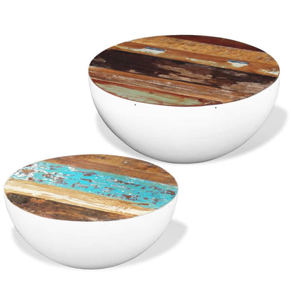 243351 vidaXL Two Piece Bowl Shaped Coffee Table Set Solid Reclaimed Wood