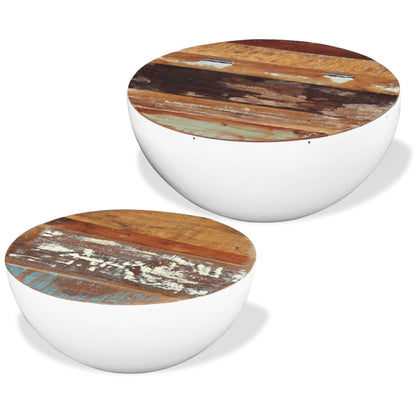 243351 vidaXL Two Piece Bowl Shaped Coffee Table Set Solid Reclaimed Wood