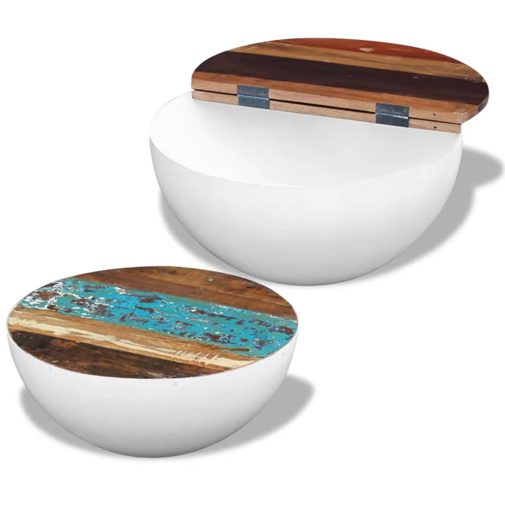 243351 vidaXL Two Piece Bowl Shaped Coffee Table Set Solid Reclaimed Wood
