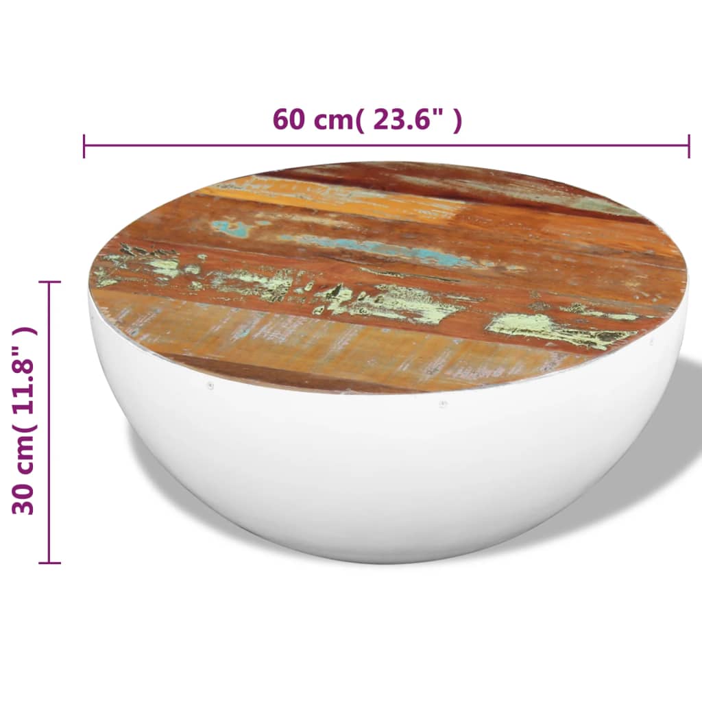243353 vidaXL Bowl Shaped Coffee Table Solid Reclaimed Wood 60x60x30 cm