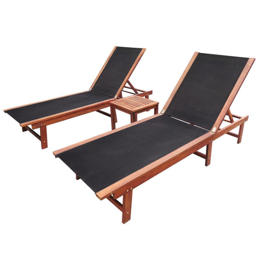 vidaXL Sun Lounger | Dark wood, Black | Acacia wood and textilene | Full