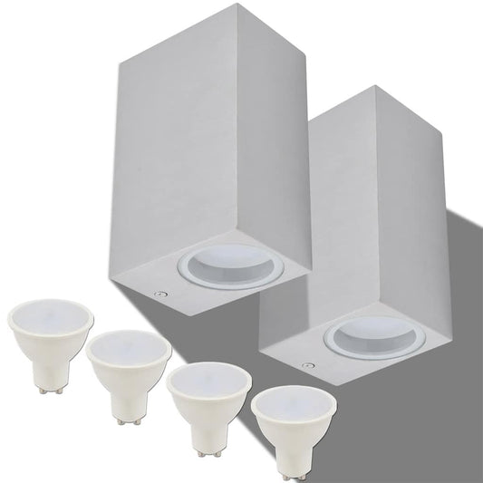 42409 vidaXL Outdoor LED Wall Lights 2 pcs Square Up/Downwards