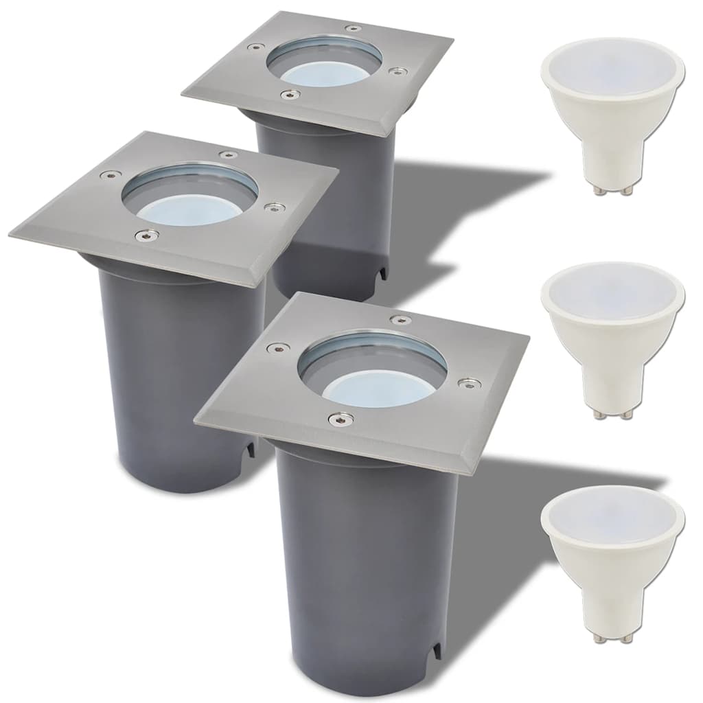 vidaXL Ground Light | Set of 3 | Silver and grey