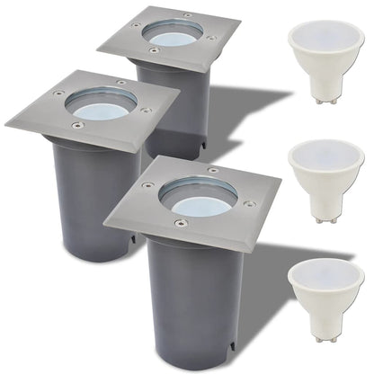 vidaXL Ground Light | Set of 3 | Silver and grey