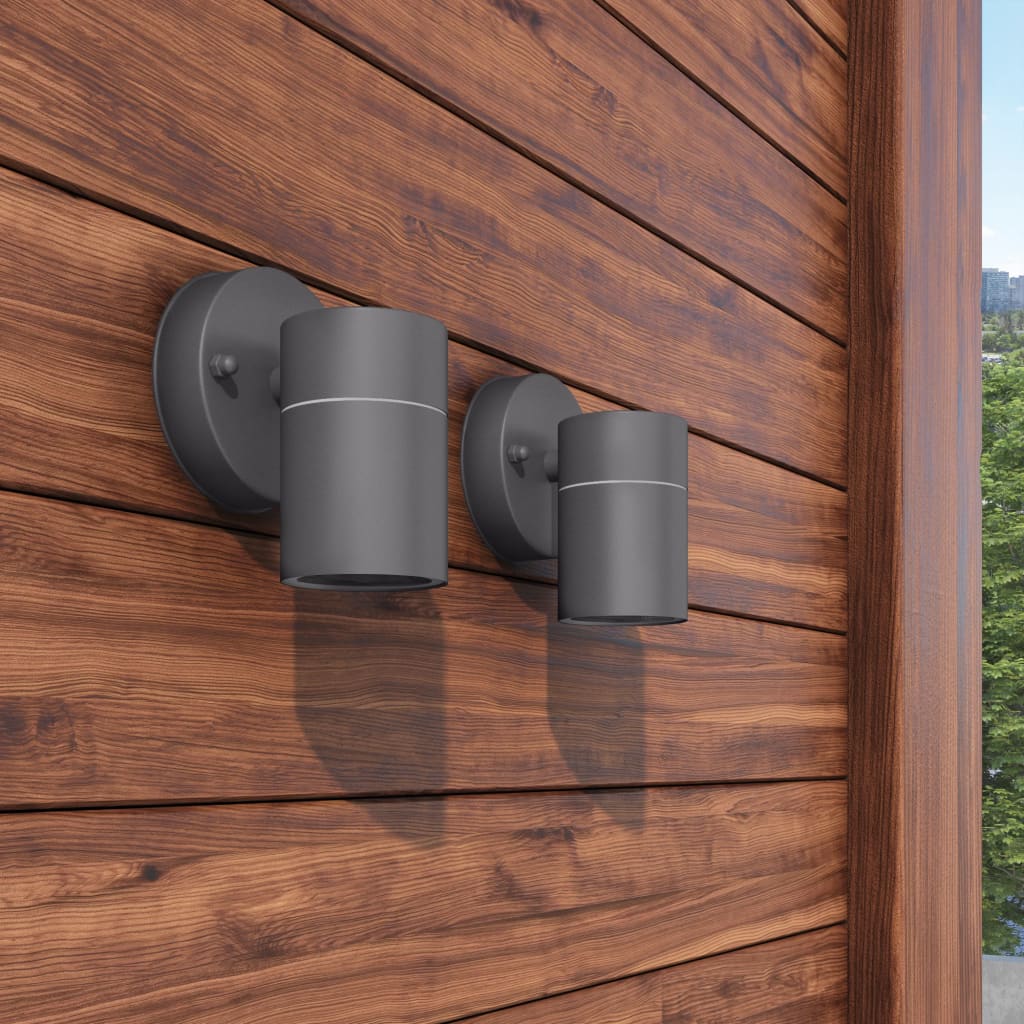 vidaXL Outdoor Wall Lights 2 pcs Stainless Steel Downwards