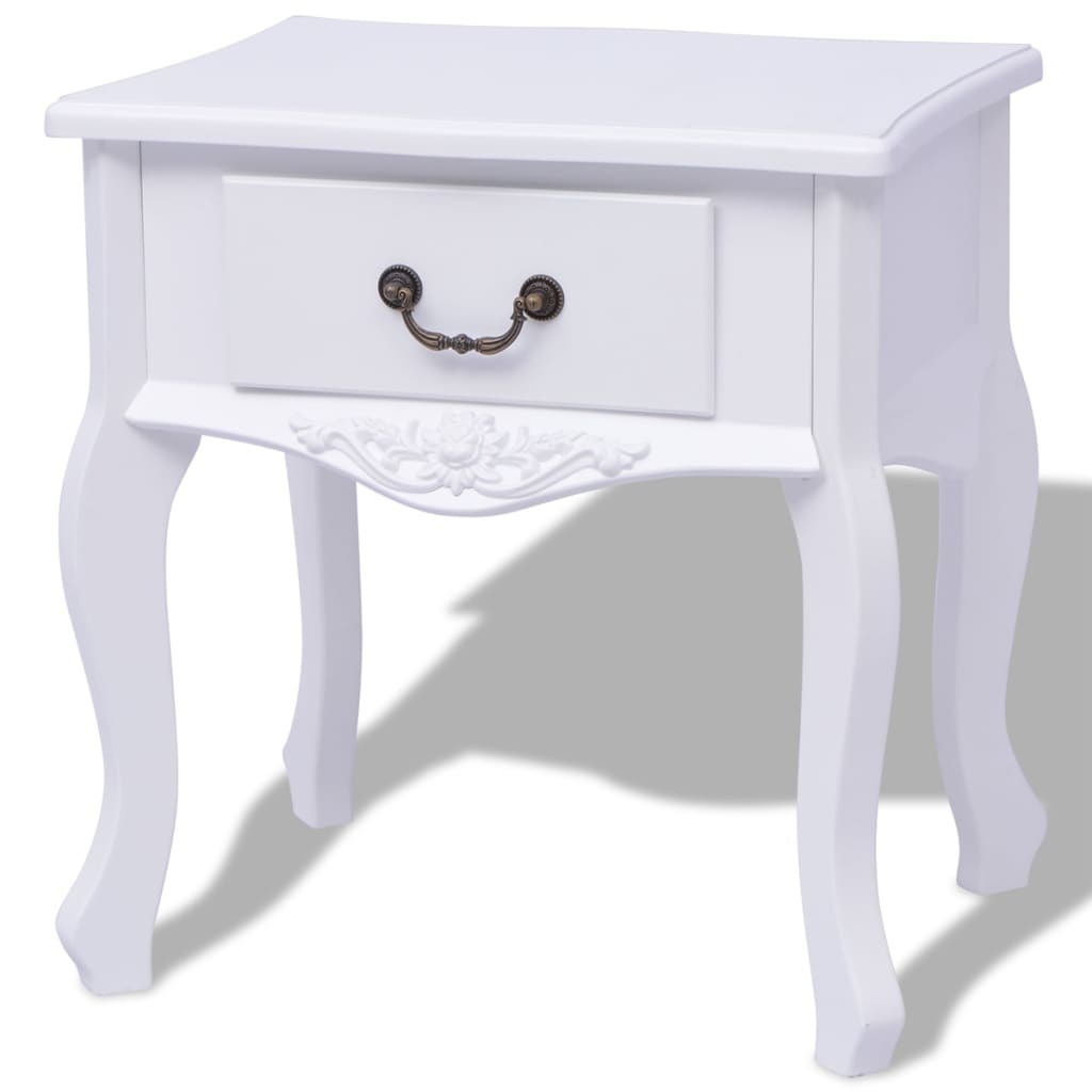 242749 vidaXL Bedside Cabinet MDF White