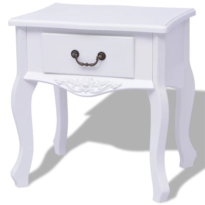 242749 vidaXL Bedside Cabinet MDF White
