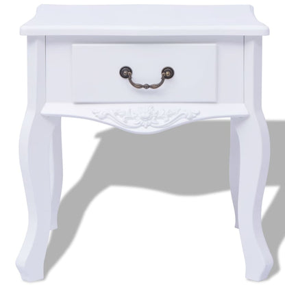 242749 vidaXL Bedside Cabinet MDF White