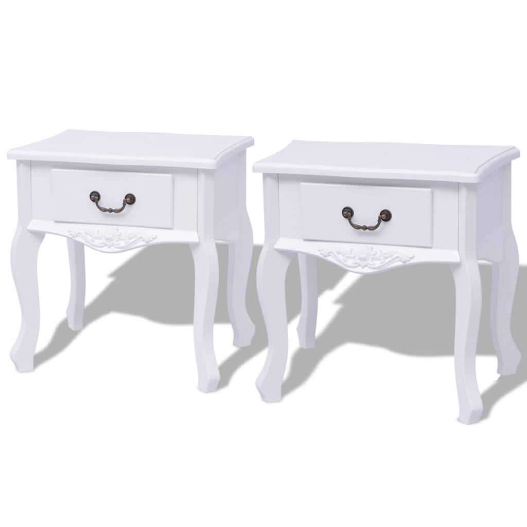 242750 vidaXL Bedside Cabinets 2 pcs MDF White