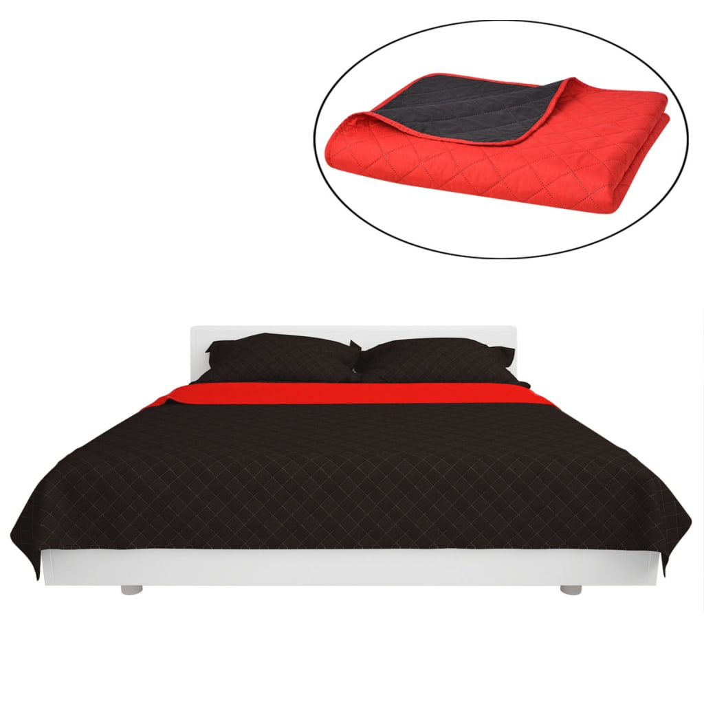 vidaXL Double-sided Quilted Bedspread Red and Black 170x210 cm