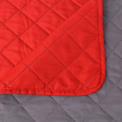 vidaXL Double-sided Quilted Bedspread Red and Grey 170x210 cm