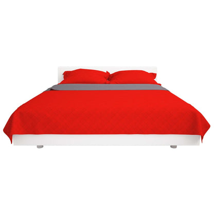 vidaXL Double-sided Quilted Bedspread Red and Grey 220x240 cm