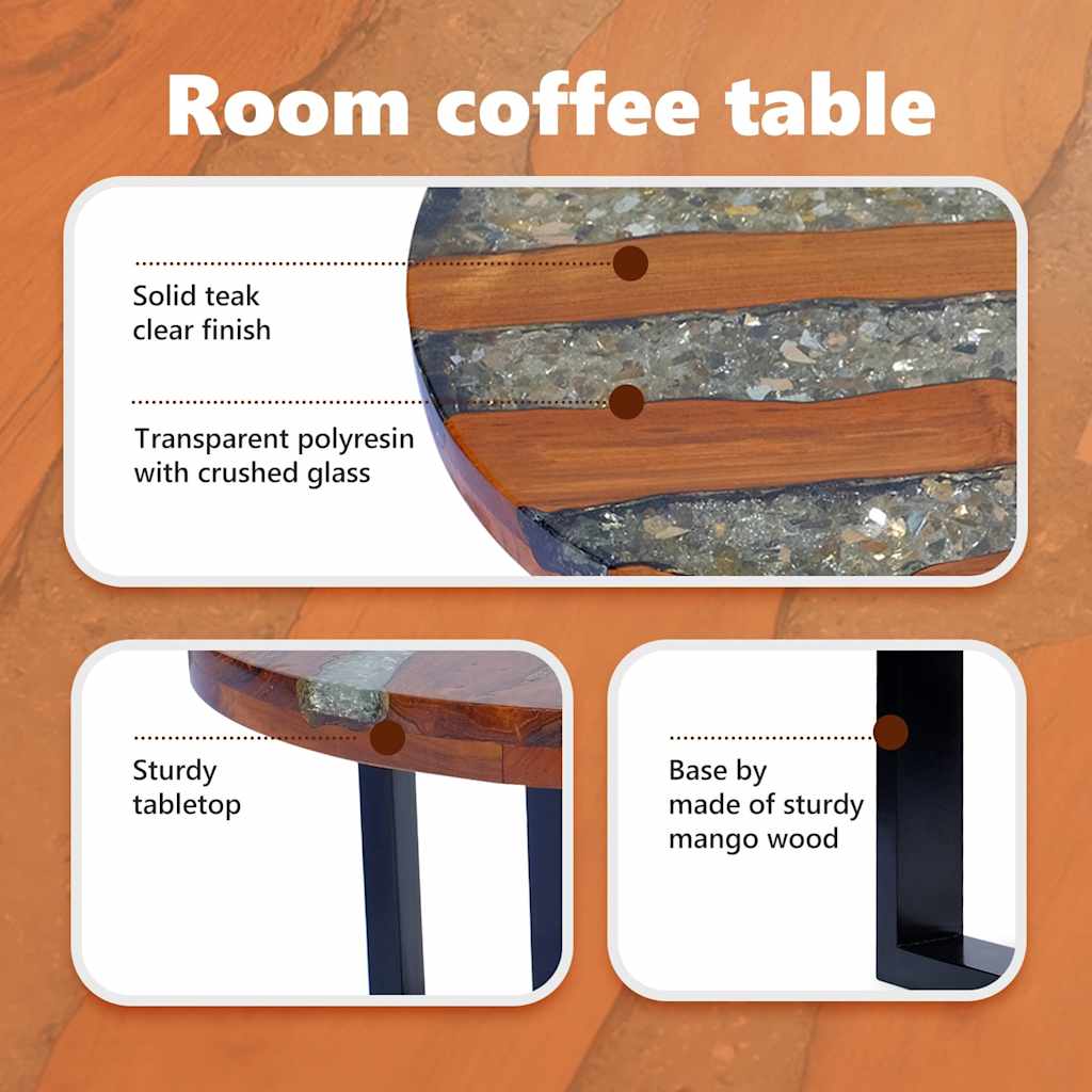 243466 vidaXL Coffee Table Teak Resin 60 cm