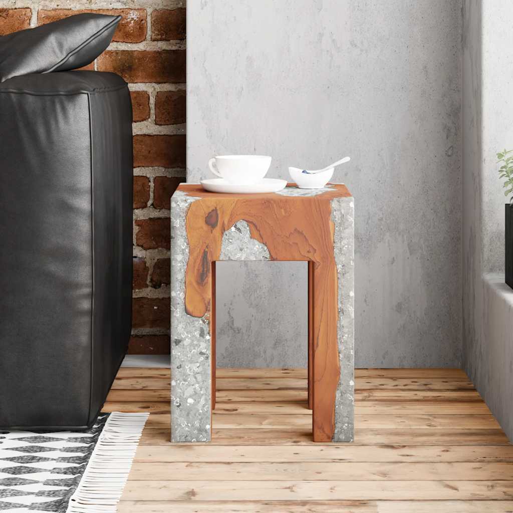 243470 vidaXL Stool Solid Teak Wood and Resin