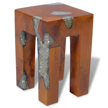 243470 vidaXL Stool Solid Teak Wood and Resin