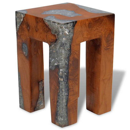 243470 vidaXL Stool Solid Teak Wood and Resin