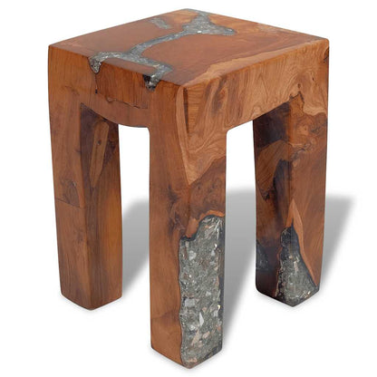 243470 vidaXL Stool Solid Teak Wood and Resin