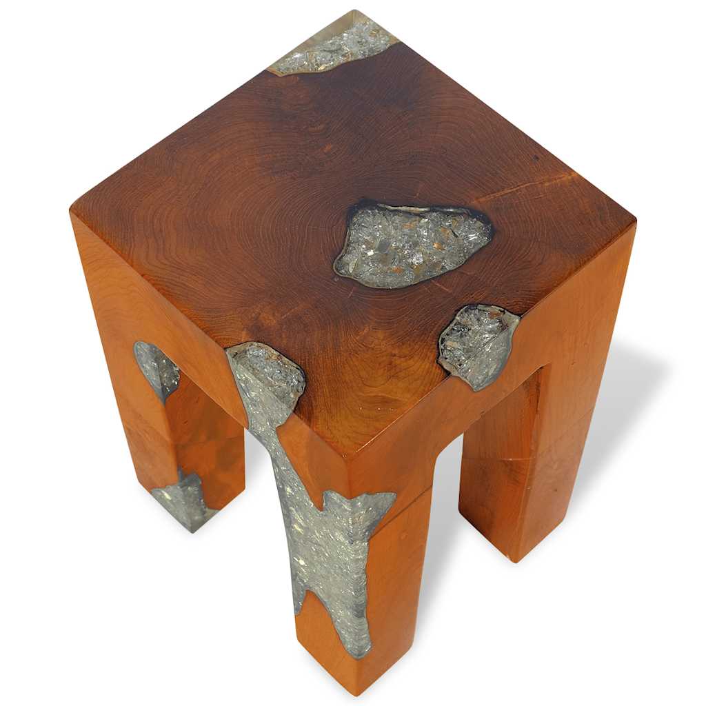 243470 vidaXL Stool Solid Teak Wood and Resin