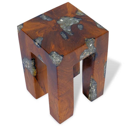 243470 vidaXL Stool Solid Teak Wood and Resin