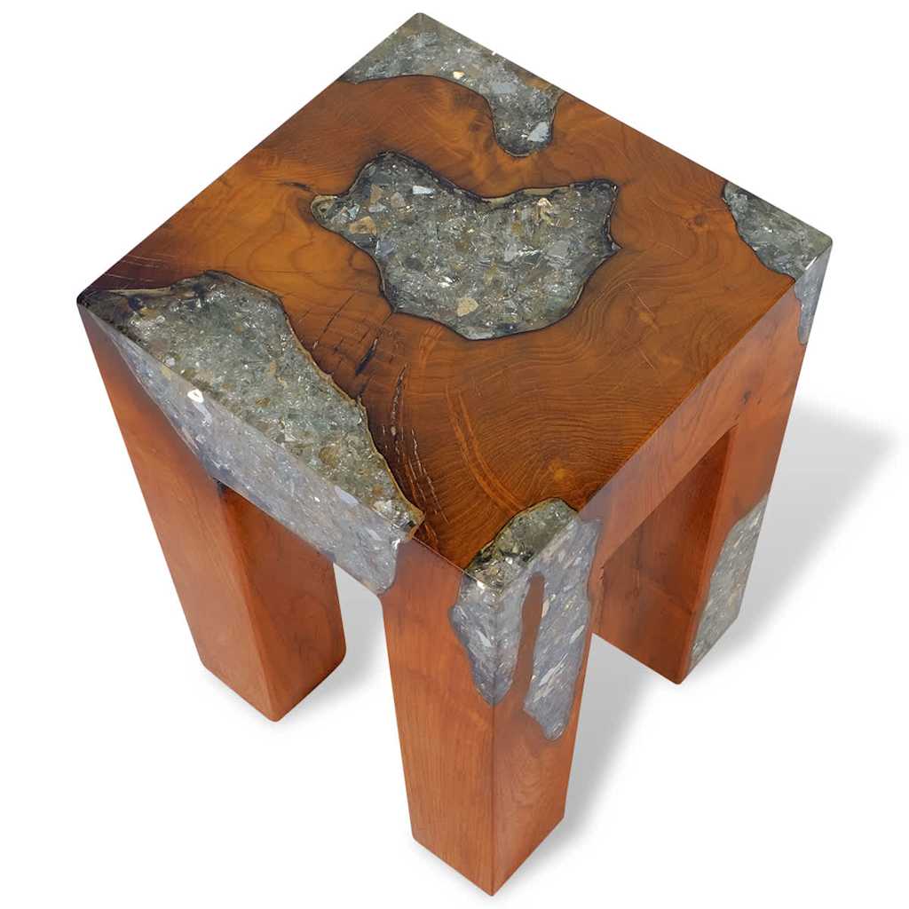 243470 vidaXL Stool Solid Teak Wood and Resin