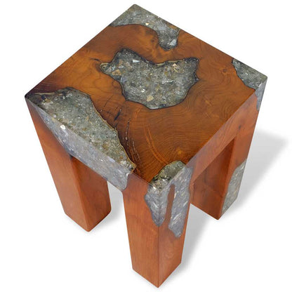 243470 vidaXL Stool Solid Teak Wood and Resin