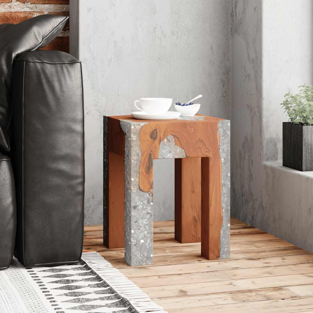 243470 vidaXL Stool Solid Teak Wood and Resin