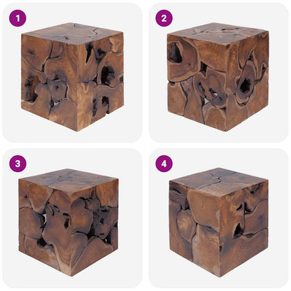 vidaXL Stool | Brown | Solid teak wood | Medium | Hardwood | Wooden Stool