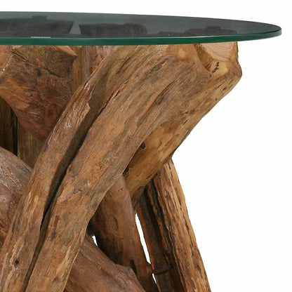 243473 vidaXL Coffee Table Solid Teak Driftwood 60 cm