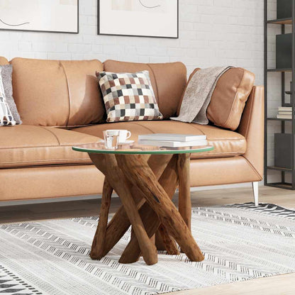 243473 vidaXL Coffee Table Solid Teak Driftwood 60 cm