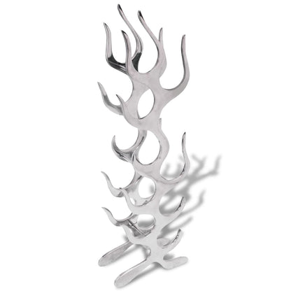 243502 vidaXL Wine Rack Flame Shape Aluminium Silver 9 Bottles