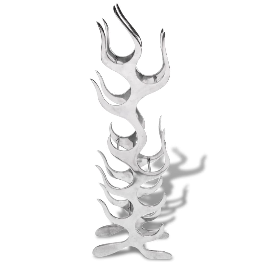 vidaXL Wine Rack Flame Shape Aluminium Silver 9 Bottles