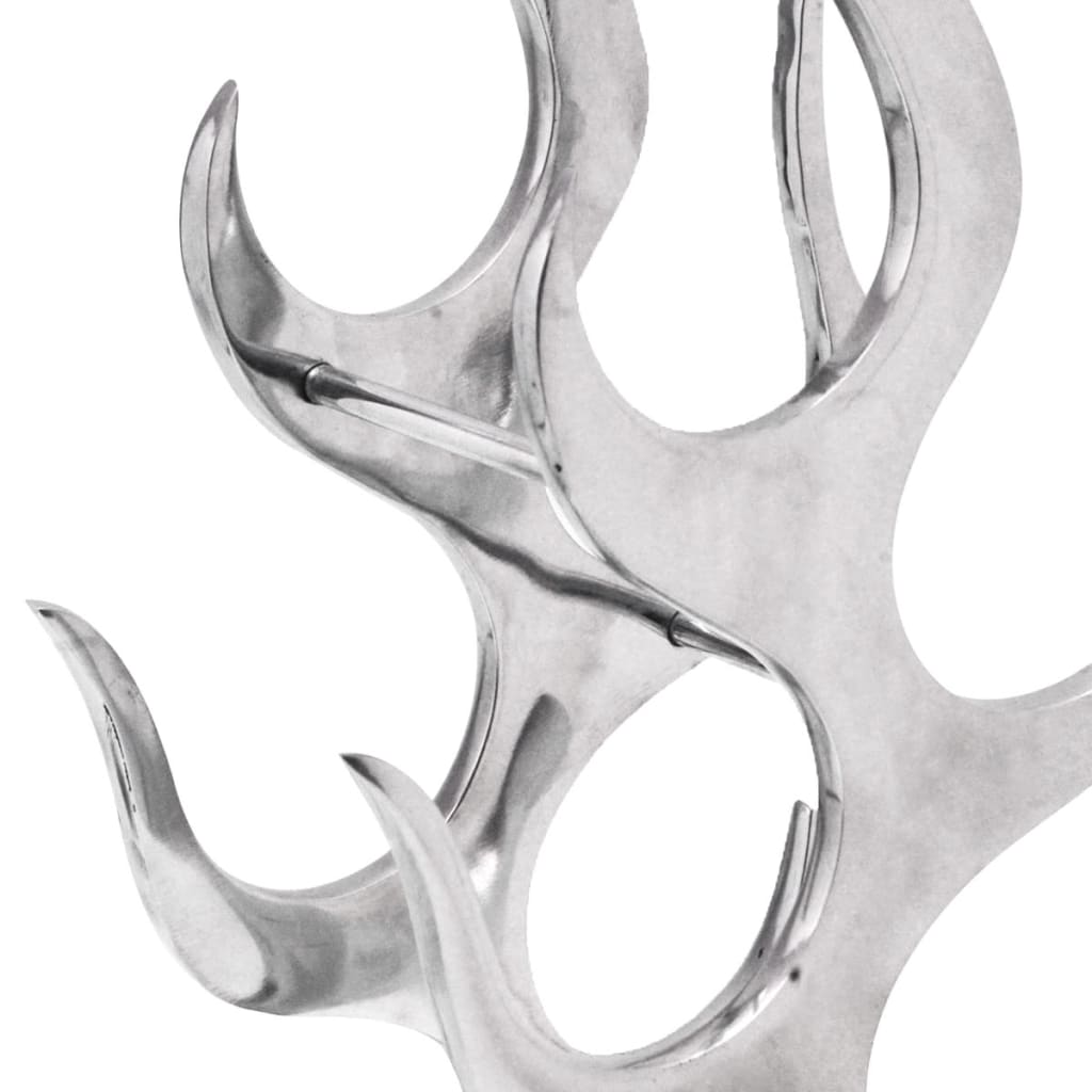 243502 vidaXL Wine Rack Flame Shape Aluminium Silver 9 Bottles