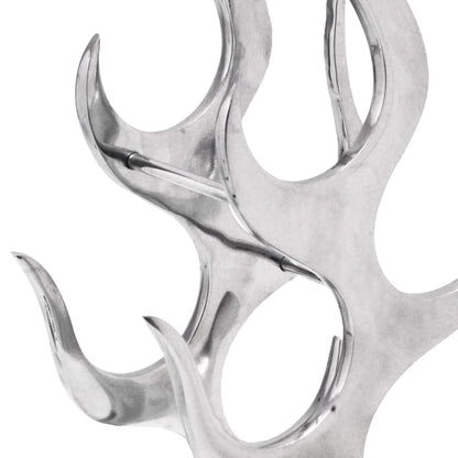 243502 vidaXL Wine Rack Flame Shape Aluminium Silver 9 Bottles
