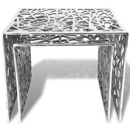 vidaXL Side Table | Set of 2 | Silver | Aluminium | Small | Lightweight