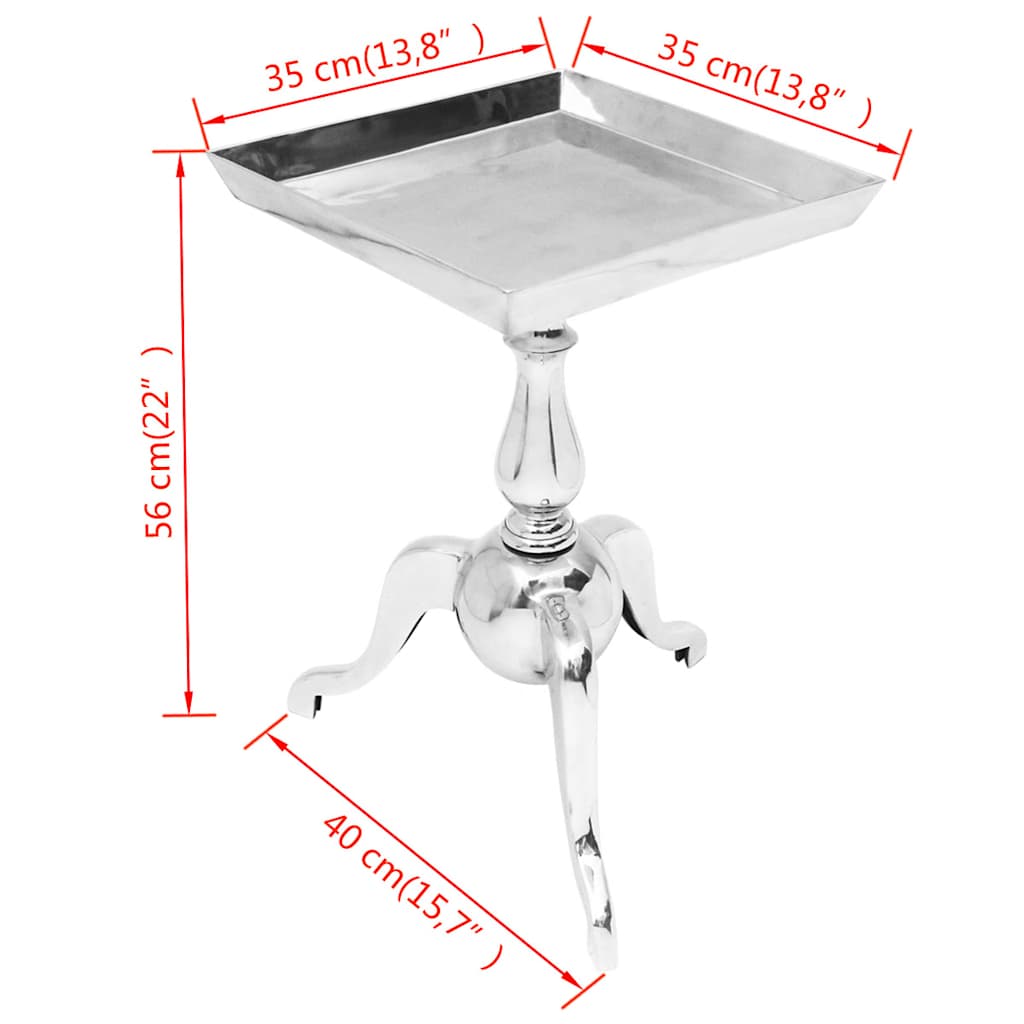 243511 vidaXL Side Table Square Aluminium Silver
