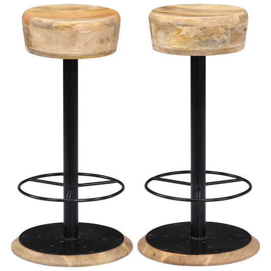 vidaXL Bar Stools 2 pcs Solid Mango Wood