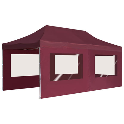 vidaXL Professional Folding Party Tent with Walls Aluminium 6x3 m Wine Red