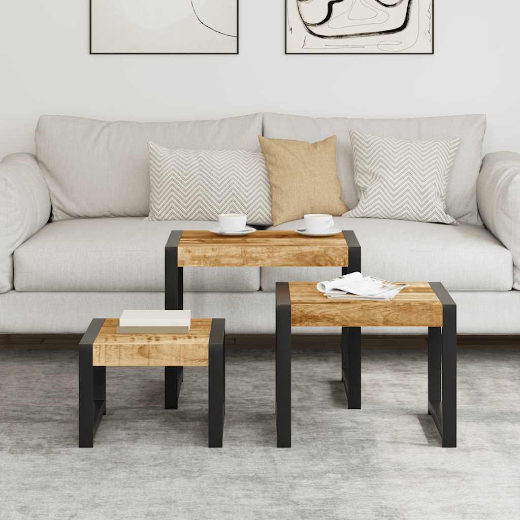 vidaXL Nesting Tables 3 pcs Solid Mango Wood